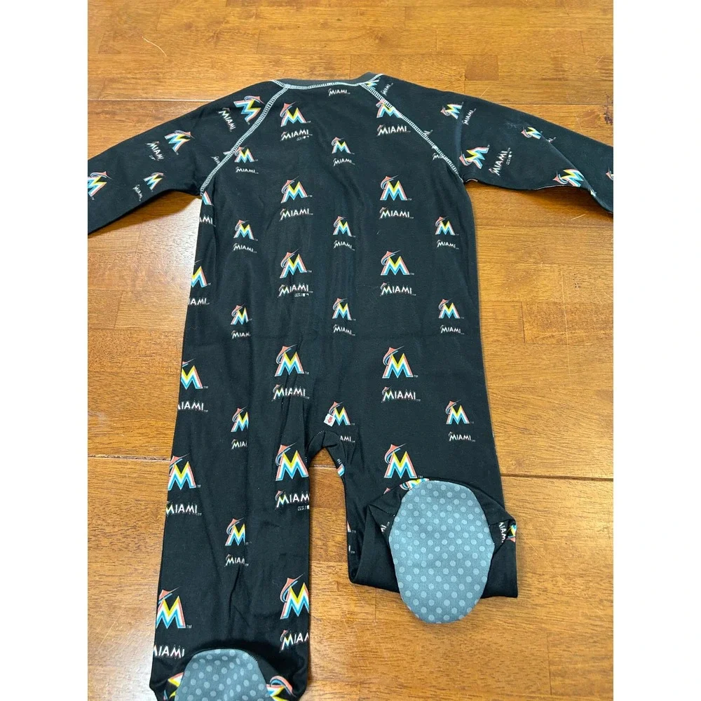 New Genuine Stuff Miami Marlins Pajamas Toddler 24M Black MLB Footed Sleeper